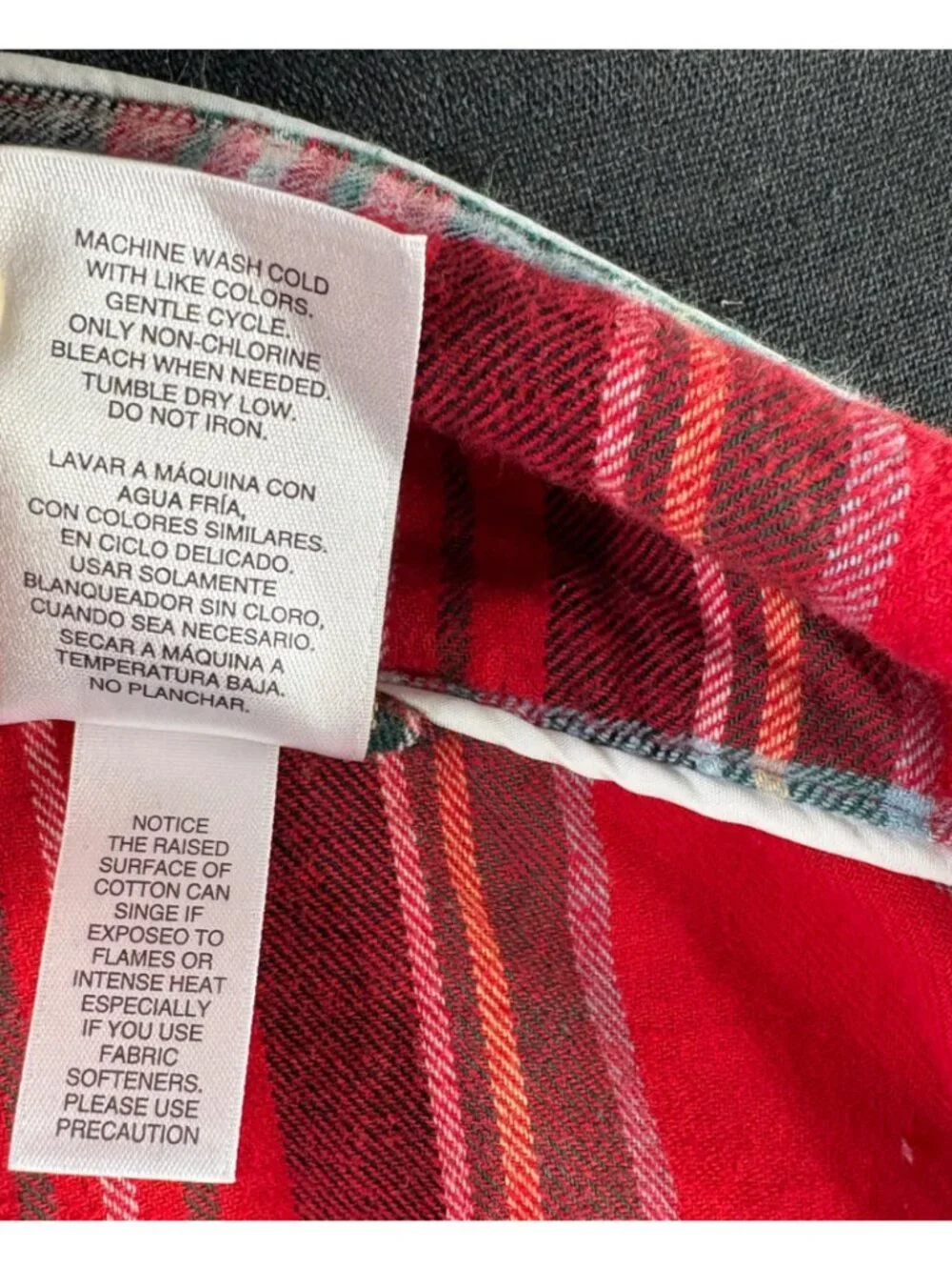 Lands' End Flannel Pajama Top only Womens XXL Red Multi-Colored Plaid